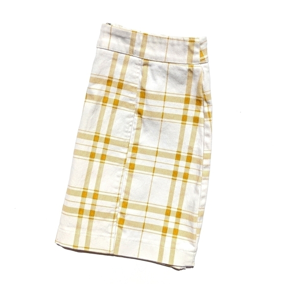 Forever 21 Plaid High Waisted Zip Up Front Mini Skirt White Yellow Medium - Picture 10 of 10